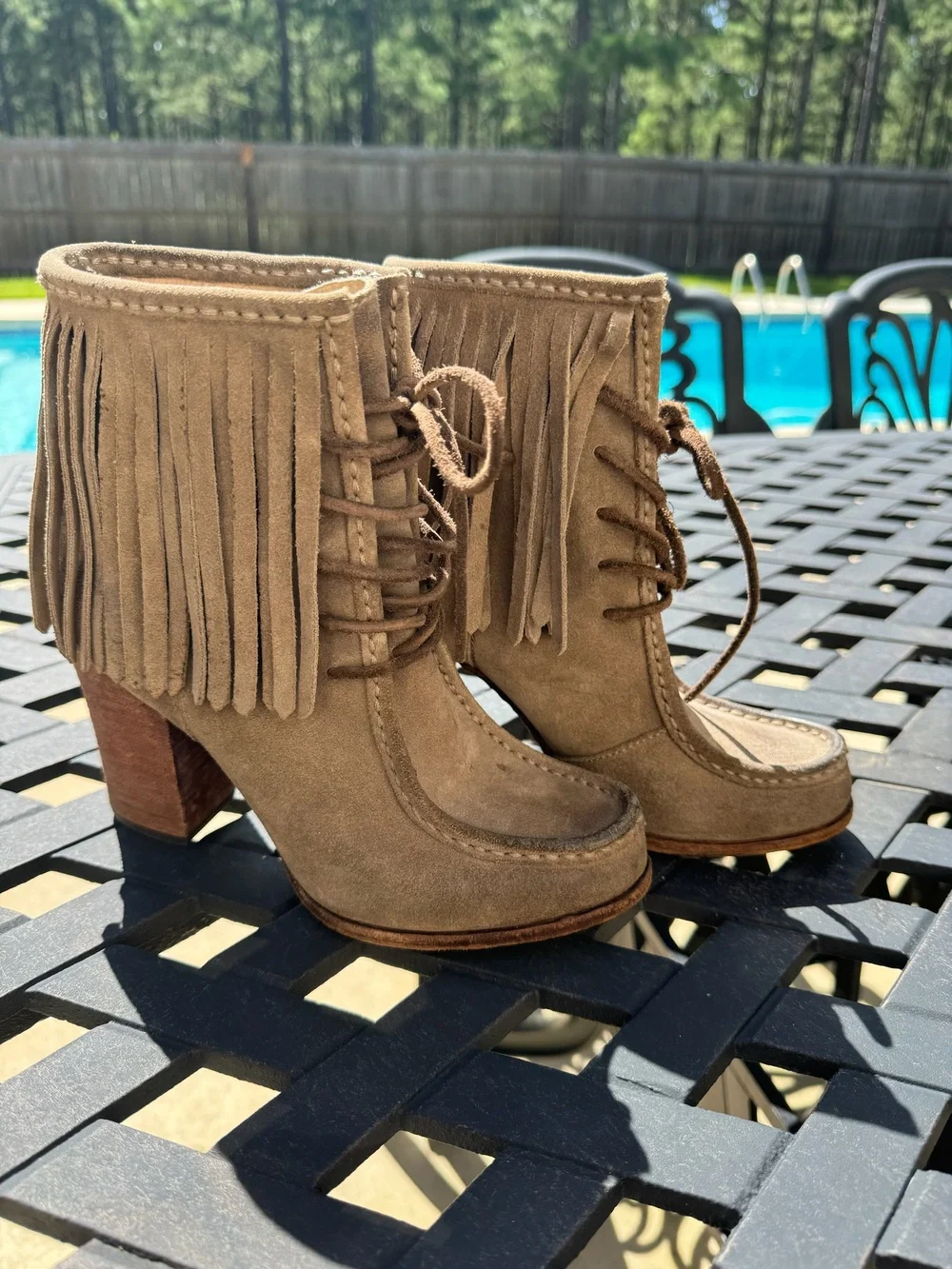 Frye Boots- Parker Fringe Style 3476658 Gry - Picture 3 of 6